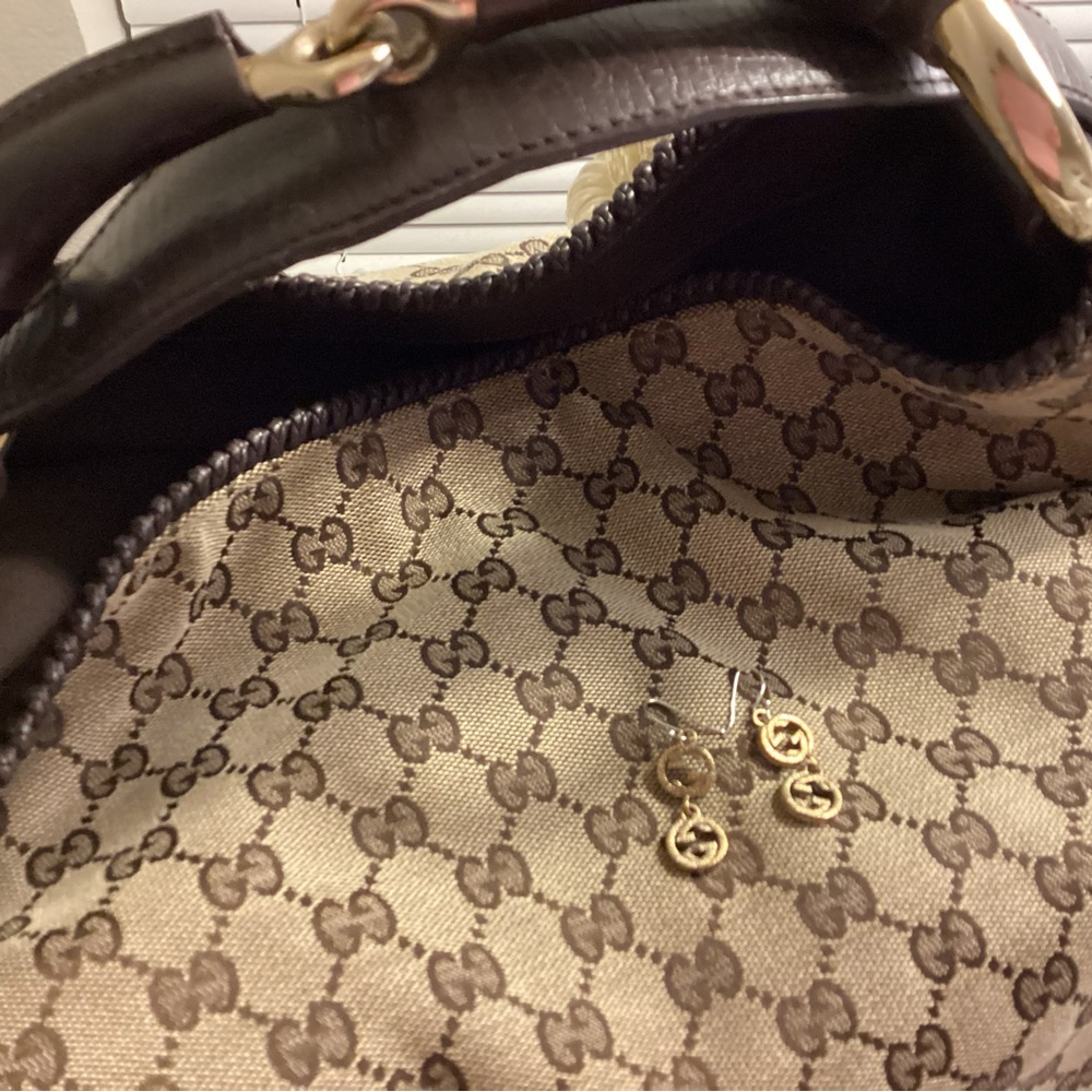 Authentic Gucci Horsebit Hobo Bag & GG earrings